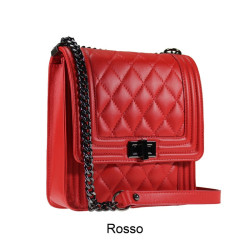 Quilted leather shoulder bag with chain