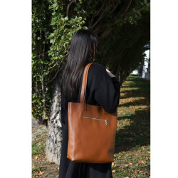 Кожаная сумка-шоппер с молнией спереди